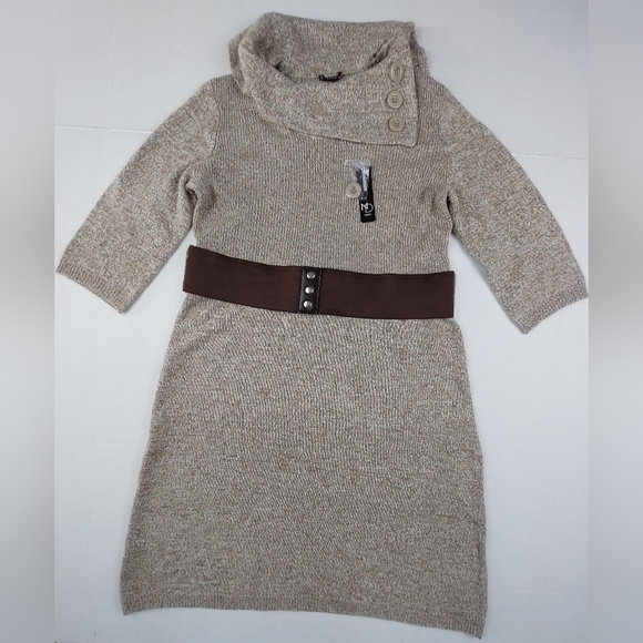 New Directions Sweater Dress Womens Size XL Brown Oatmeal Wool Blend NWT $110.00 - Picture 1 of 11